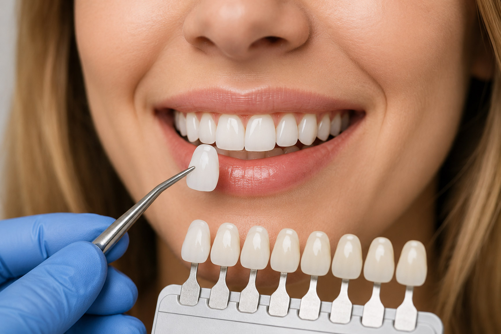 Dental veneers and shade matching for cosmetic dentistry