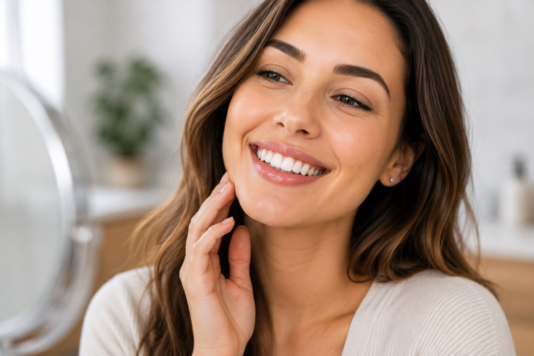 Confident smile after cosmetic dental care