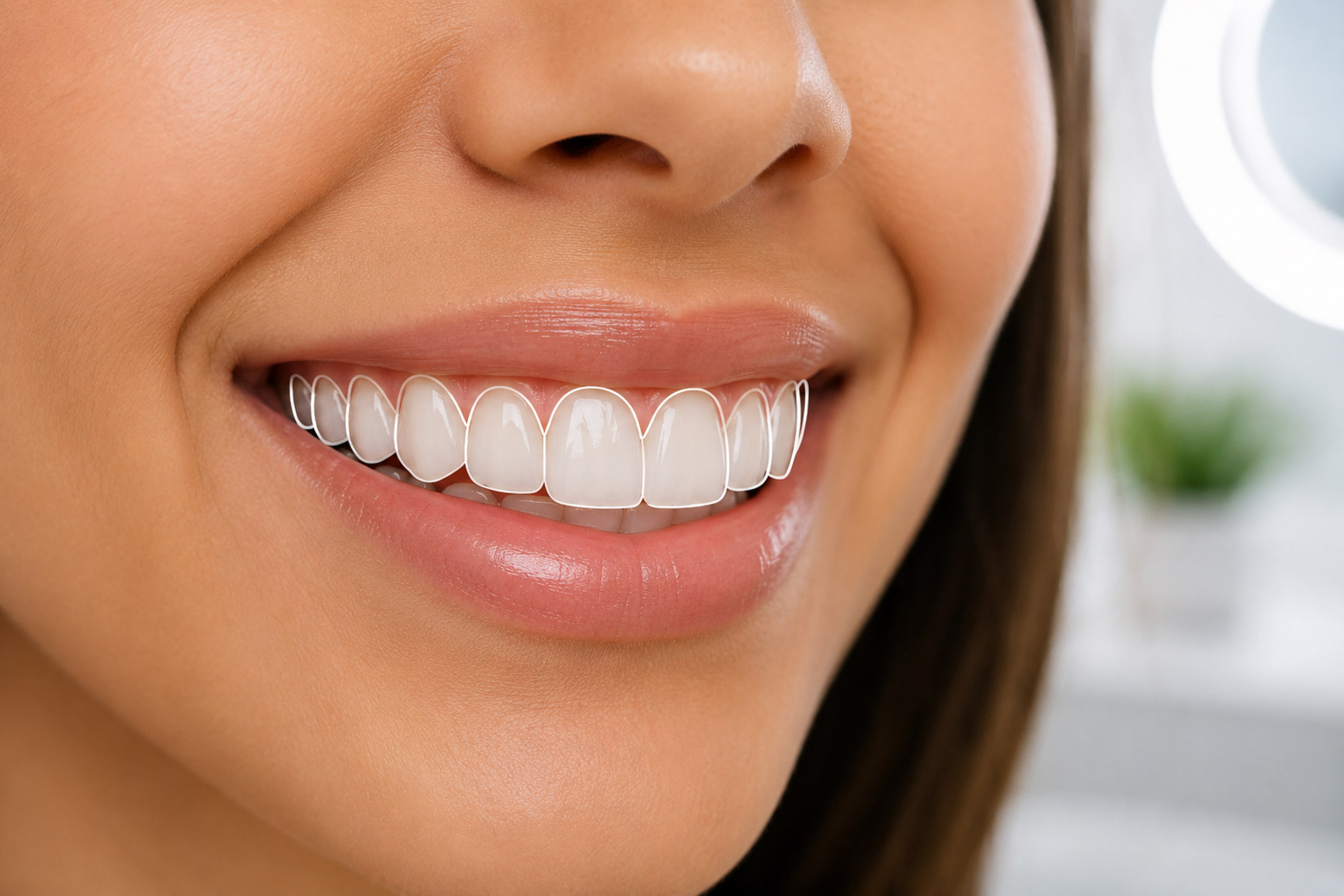 Smile design outline for tooth shape and balance